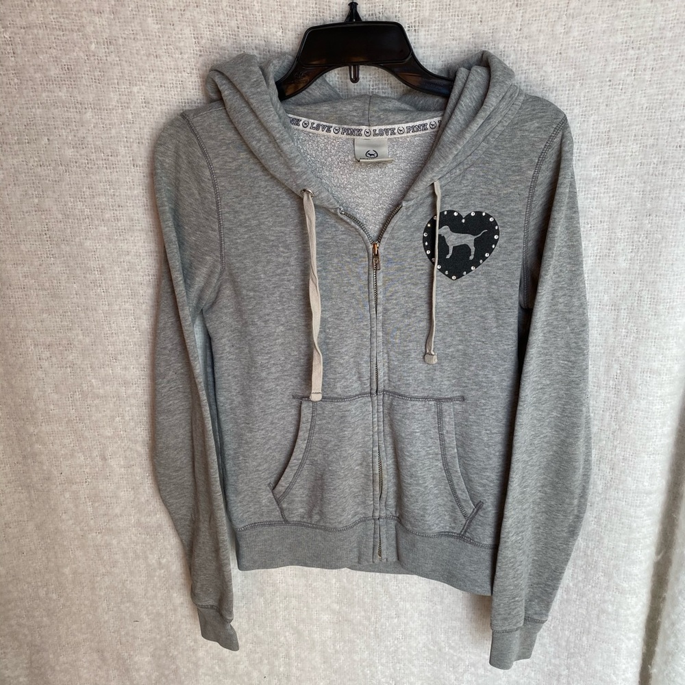 Women’s Victoria Secret Pink ZIP Up Sweater size s small VS LOVE sweatshirt